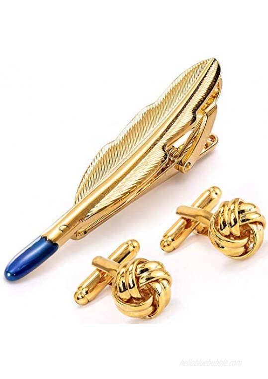 Hi-Tie Clip and Cufflinks Gift Set for Men Wedding Business Jewelry