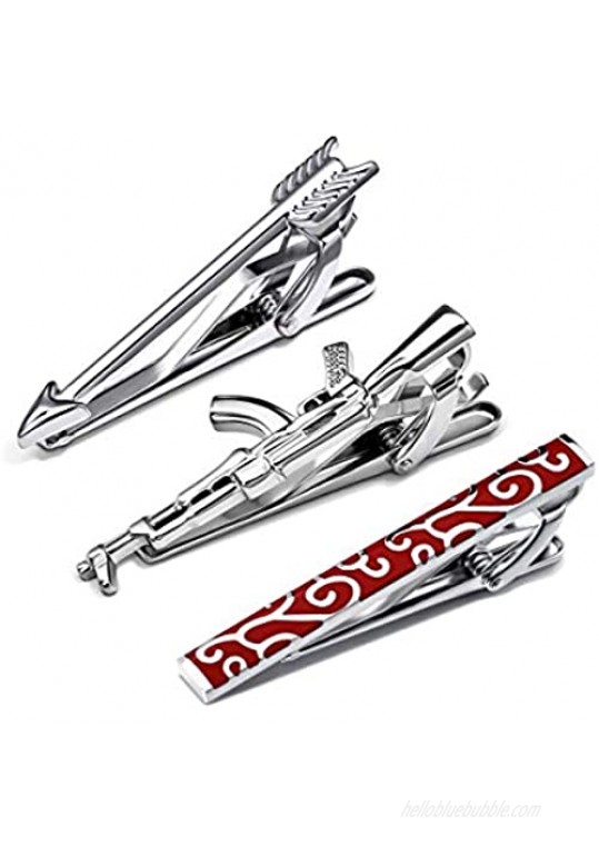 Kaidvll 3 Pcs Tie Clips for Men Tie Bar Clip Set with Gift Box for Man and Boys