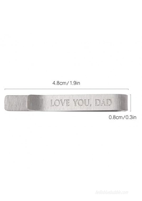kilofly Men's Hidden MessageLOVE YOU DAD Luxury Slide Tie Bar 2 Inch Silver
