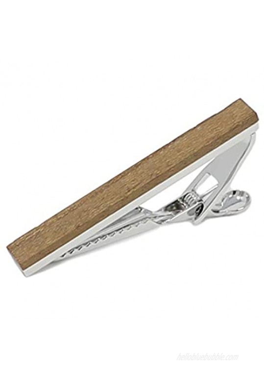 MENDEPOT Fashion Wood Tie Clip with Box Wood Tie Slide