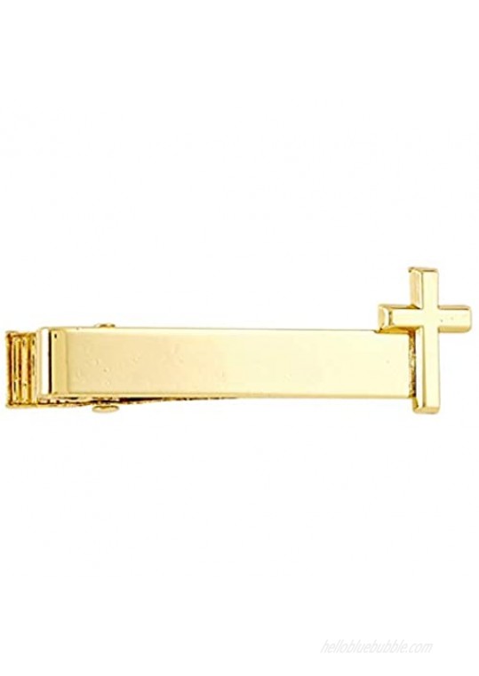 Needzo Gold Tone First Communion Tie Bar Clip with Cross 1 1/4 Inch