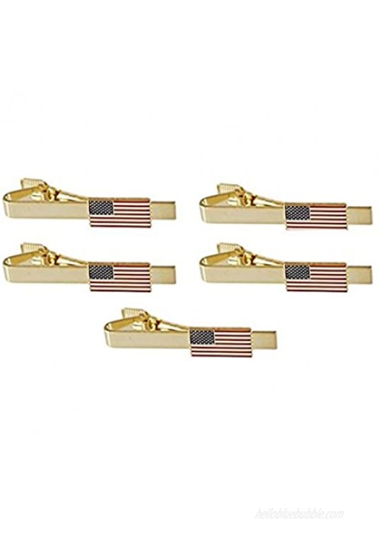 Official American Flag Tie Bar (5 Gold Tie Bar Set- for Groomsmen Gifts)