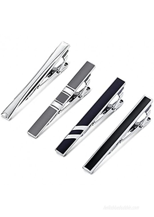 YADOCA 4Pcs Tie Clips for Men Tie Bar Clip Set Necktie Bar Pinch Clip for Wedding Anniversary Business