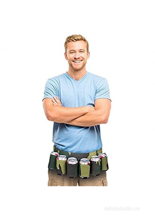 BigMouth Inc Beer Belt / 6 Pack Holster (Camo) Army Camouflage Adjustable 6-pack Holder Gag Gift Perfect for Cans and Bottles at Parties