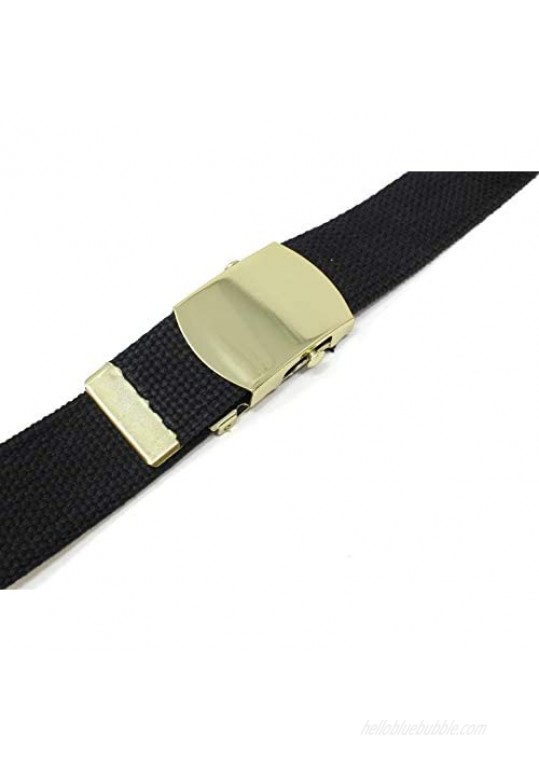 Canvas Web Belt Military Style with Brass Buckle and Tip 54 Long Many Colors