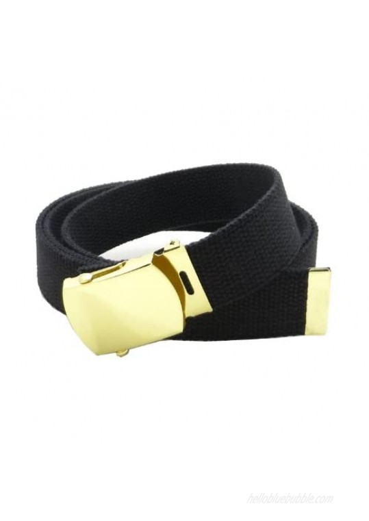 Canvas Web Belt Military Style with Brass Buckle and Tip 54" Long Many Colors
