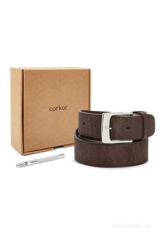 Corkor Vegan Belt for Men | Dress Durable Non-Leather Cork | 35mm Wide
