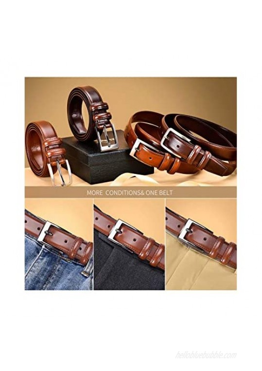 DWTS Belts for Men Classic Casual Dress Belt with Single Prong Buckle