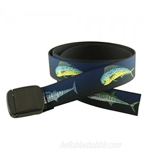 Fish Pattern Metal Free Hiker Web Belts Made in USA by Thomas Bates
