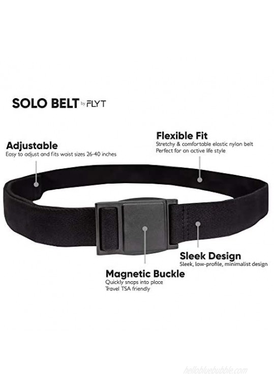 FLYT Solo Belt - Everyday Comfortable Minimalist Belt with Quick Magnetic Buckle TSA travel friendly