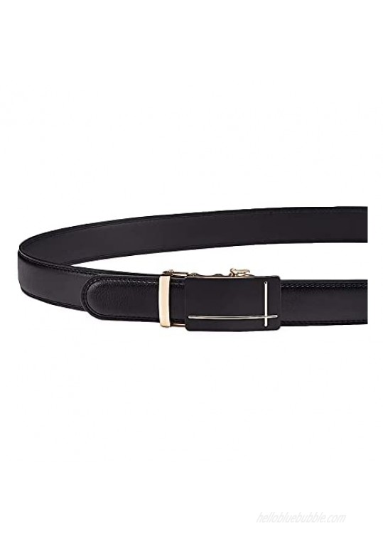 Haixin Men's Belt Men's Ratchet Belt with Genuine Leather with Automatic Sliding Buckle 1 3/8 inches Belt Elegant Gift Box