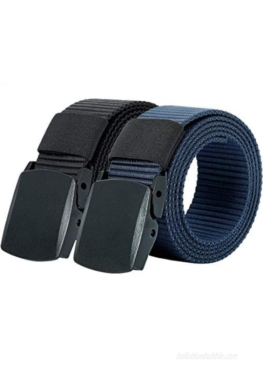 Hoanan 2 Pack Military Nylon Belt 1.25 Wide No Metal Webbing Tactical Web Belt