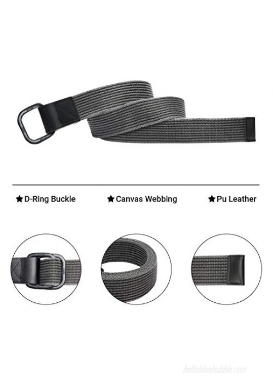 ITIEZY Men's Canvas Belt Cloth Belt Double D Ring Buckle Belt for Men Casual Sports Webbing Belt