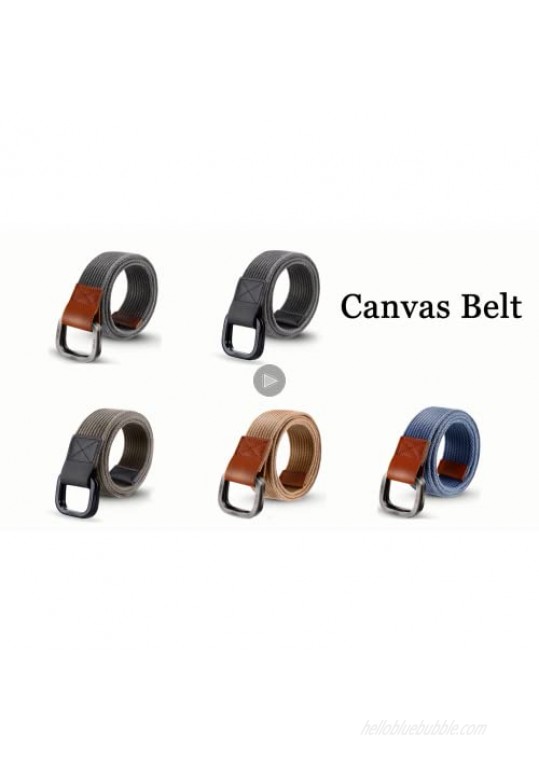 ITIEZY Men's Canvas Belt Cloth Belt Double D Ring Buckle Belt for Men Casual Sports Webbing Belt