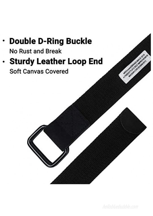ITIEZY Mens Canvas Belt D-Ring Cloth Belt Casual Sport Work Adjustable Webbing Belt for Men Women