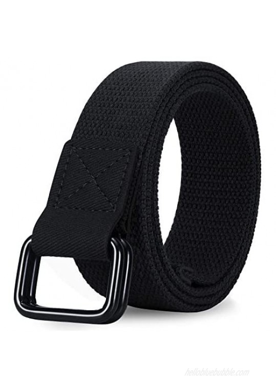 ITIEZY Mens Canvas Belt D-Ring Cloth Belt Casual Sport Work Adjustable Webbing Belt for Men Women