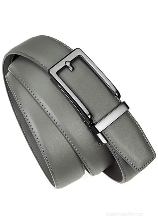 Leather Ratchet Belt Comfort 1 1/4 with Click Slide Buckle Men Casual Dress Belt Adjustable