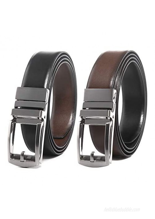 Mens 3 in 1 Belt  Handcrafted Genuine Leather with Patent Buckle. Reversible  Adjustable and No Holes  Casual & Dress