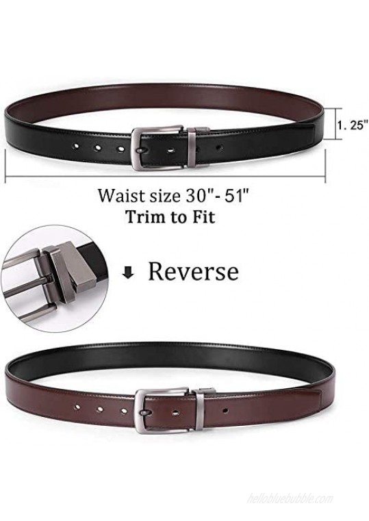 Men's Belt Leather Reversible Belt for Men Black and Brown Dress Belt Rotate Buckle Great Gift for Men