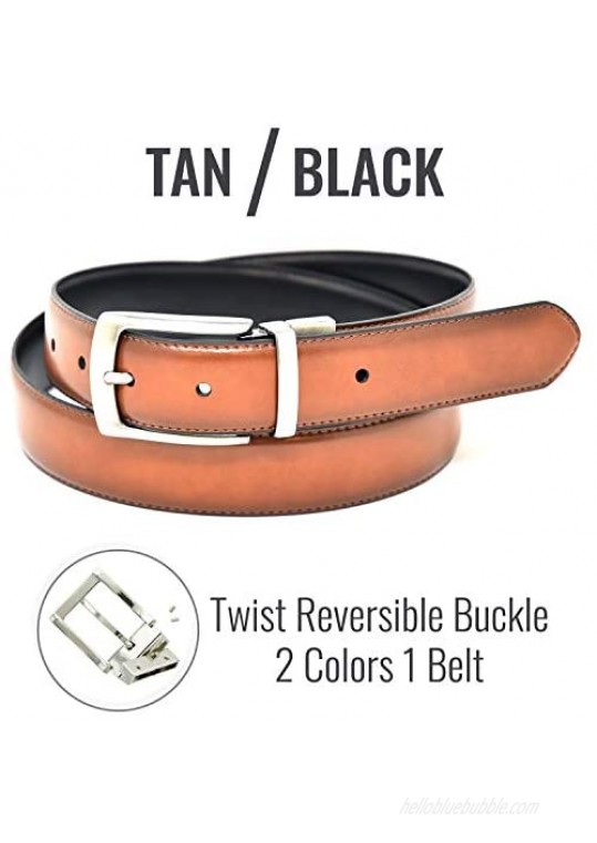 Mens Belt Vegan Leather Reversible Dress Casual Belt NYBC Hadley 35mm Width