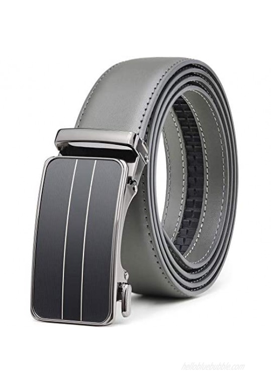 Men's Ratchet Belt 1 3/8" Leather Dress Belt Adjustable with Click Sliding Buckle Trim to Exact Fit