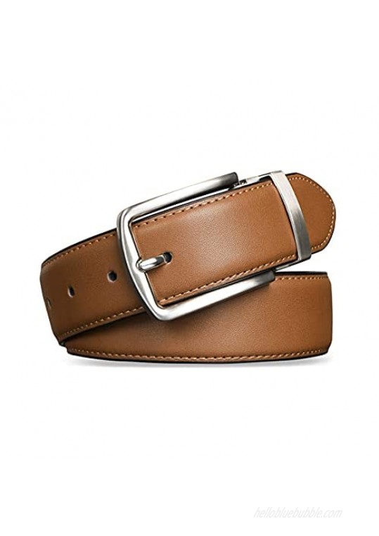 Milorde Men's Casual Dress Leather Belt - Removable Buckle Sizes adjustable 100% Cow Leather packed in gifted box