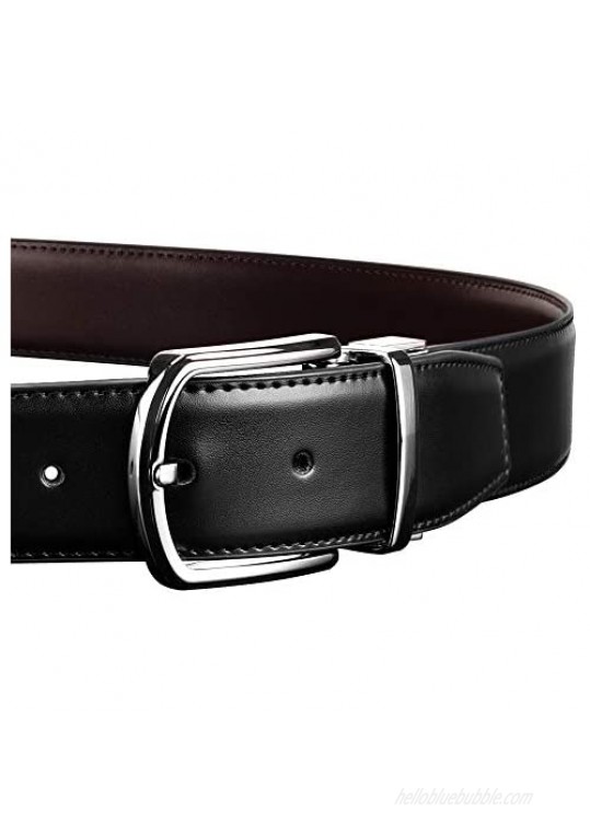 Reversible Leather Belts For Men Big and Tall 32-62 Trim To Fit With Gift-Box