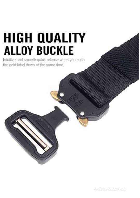 Tactical Belt for Men 2 Pack Nylon Webbing Waist Belt Quick-Release Metal Buckle