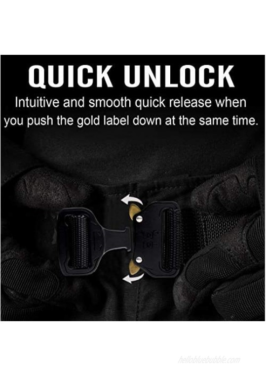 Tactical Belt for Men 2 Pack Nylon Webbing Waist Belt Quick-Release Metal Buckle