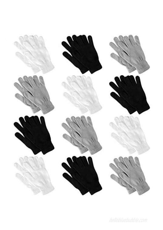 12 Pairs Winter Knit Gloves Magic Gloves Driving Gloves  Stylish Men Women Soft Stretchy and Warm Bulk Pack Glove Gift