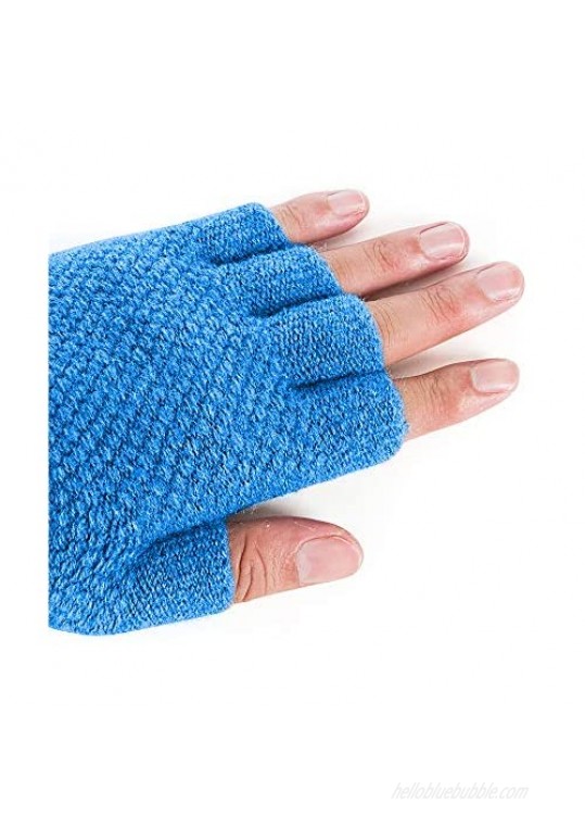 2 Pair Thermal Insulation Fingerless Texting Wool Gloves Unisex Winter Half Finger Warm Stretchy Knit Fingerless Gloves