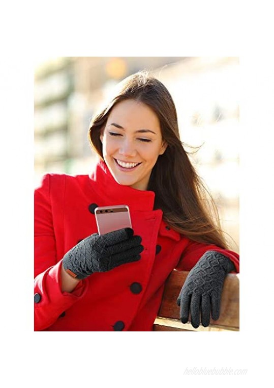 4 Pairs Winter Touchscreen Gloves Unisex Knitted Warm Gloves Thermal Full Finger Mittens with Thickened Cuff for Adult Texting Driving