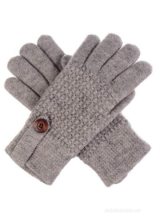 BYOS Men’s Winter Cold Weather Cozy Fleece Lined Thick Knit Gloves in Solid