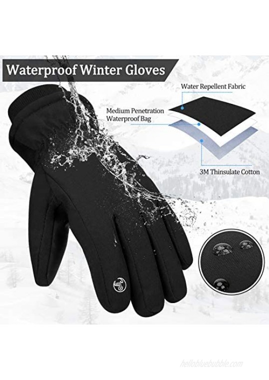 Cevapro -30℉ Winter Gloves TouchScreen Waterproof Running Gloves Cold Weather Thermal Ski Gloves