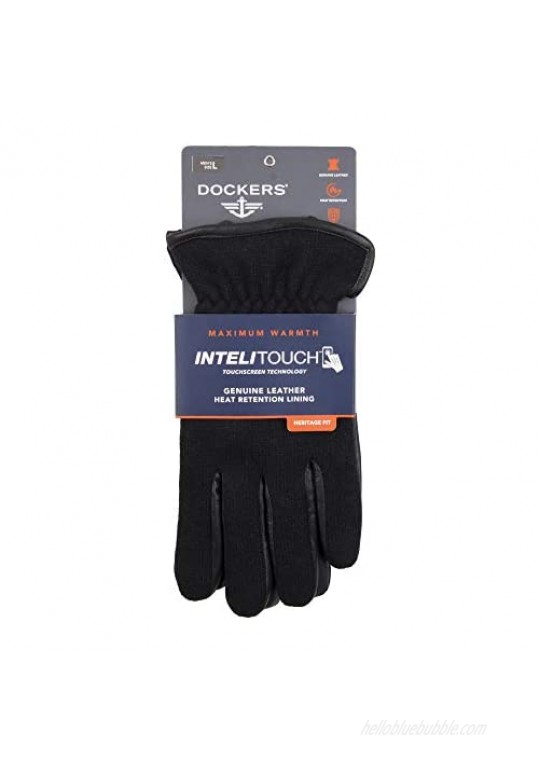 Dockers Men's Leather Gloves with Smartphone Capacitive Touchscreen Compatibility