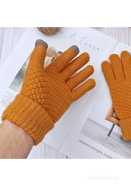 Eseres Winter Touchscreen Gloves Unisex Knitted Warm Gloves for Men Women Touch Screen Stretchy Mitten Haling Hands