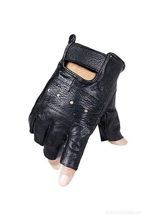 Fingerless Genuine Leather Gloves for Men Half Finger Driving Sport Gloves Black Long Keeper