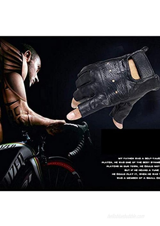 Fingerless Genuine Leather Gloves for Men Half Finger Driving Sport Gloves Black Long Keeper