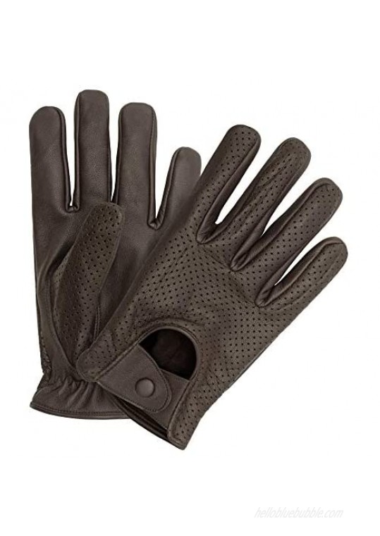 HOMBURY Leather Driving Gloves - Perforated Dressing Gloves Full Finger