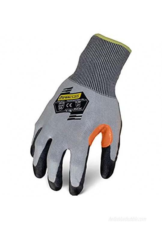 Ironclad Command Touchscreen Knit PU Glove; Touchscreen Infused Palm A4 Cut Resistant Polyurethane Palm Coating Sized XS S M L XL XXL