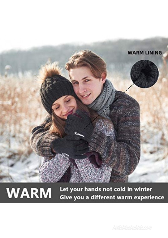 Keary 2 Pairs Winter Gloves for Women Men Warm 3 Fingers TouchScreen Texting Driving Mitten Snow Gloves Gifts