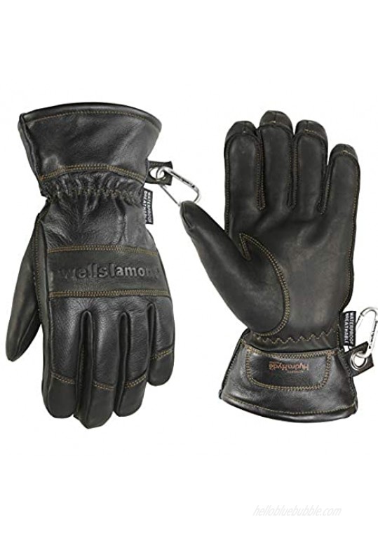 Men's Black HydraHyde Leather Winter Gloves Waterproof Insert XX-Large (Wells Lamont 7664K)