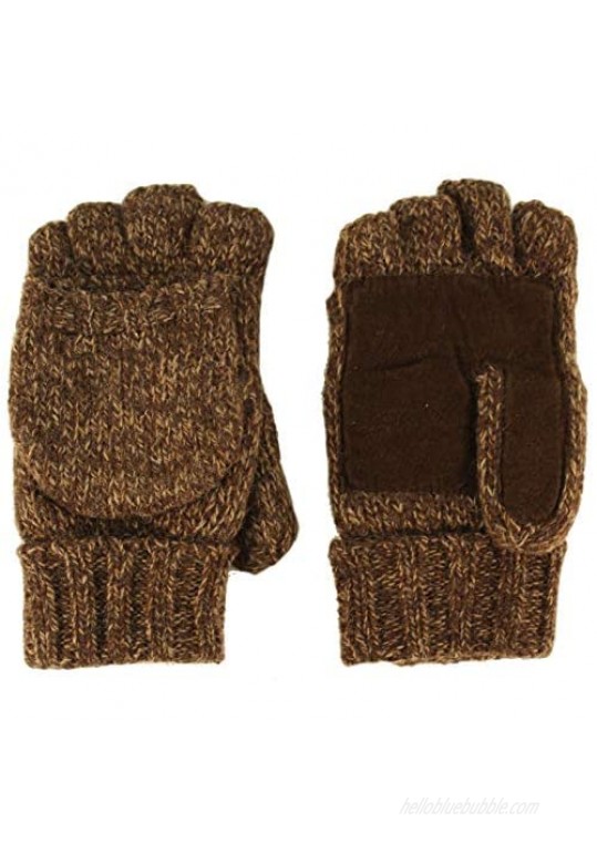 Men's Thinsulate 3M Thick Wool Knitted Half Mitten Suede Palm Gloves