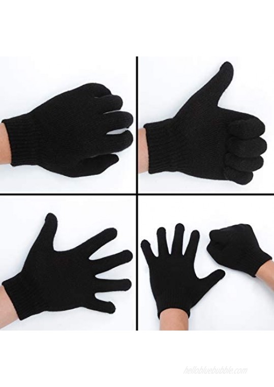 Motarto 6 Pairs Winter Warm Gloves Knitted Magic Stretchy Gloves Adult Full Finger Gloves for Men or Women