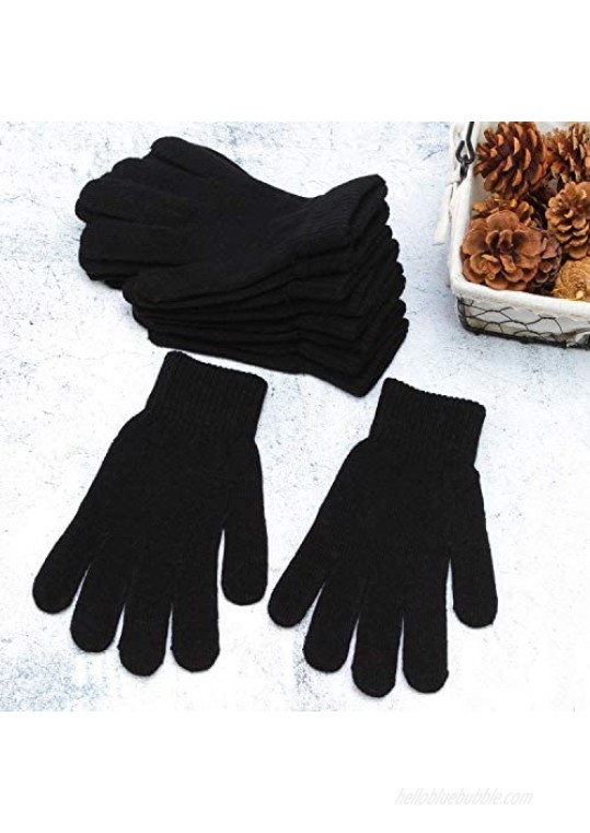 Motarto 6 Pairs Winter Warm Gloves Knitted Magic Stretchy Gloves Adult Full Finger Gloves for Men or Women