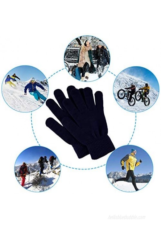 Poualss 12 Pairs Winter Knit Glove for Women and Men Stretchy Magic Gloves Full Fingers Gloves