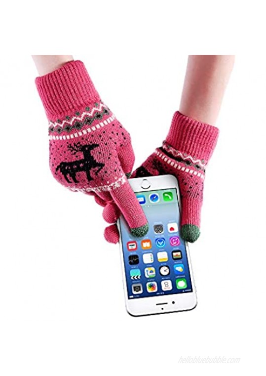 Tatuo 3 Pairs Texting Gloves Touchscreen Gloves Stretch Knitted Mechanic Gloves Winter Warm Gloves (Red Black and Grey)
