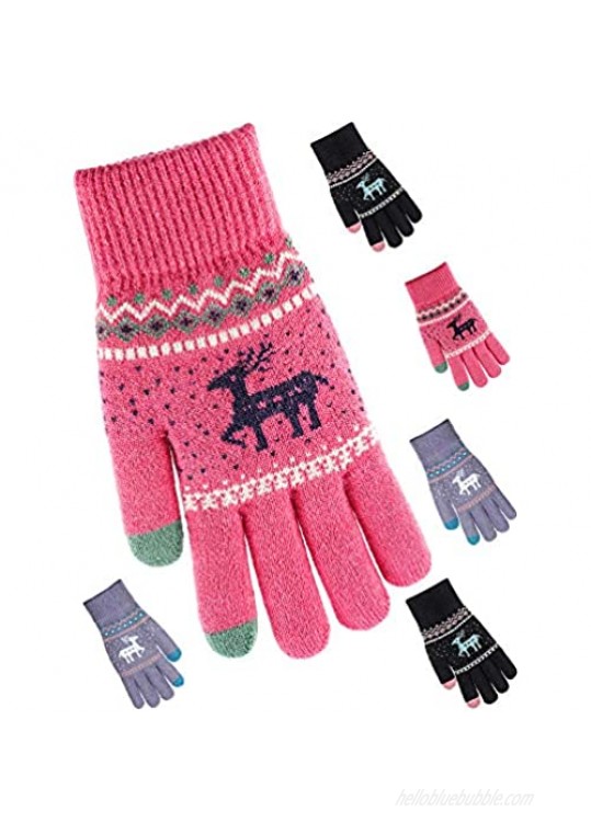 Tatuo 3 Pairs Texting Gloves Touchscreen Gloves Stretch Knitted Mechanic Gloves Winter Warm Gloves (Red  Black and Grey)