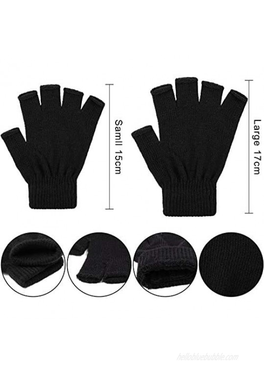 URATOT 6 Pairs Unisex Fingerless Gloves Winter Stretchy Half Finger Gloves Typing Gloves