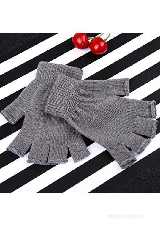 URATOT 6 Pairs Unisex Fingerless Gloves Winter Stretchy Half Finger Gloves Typing Gloves